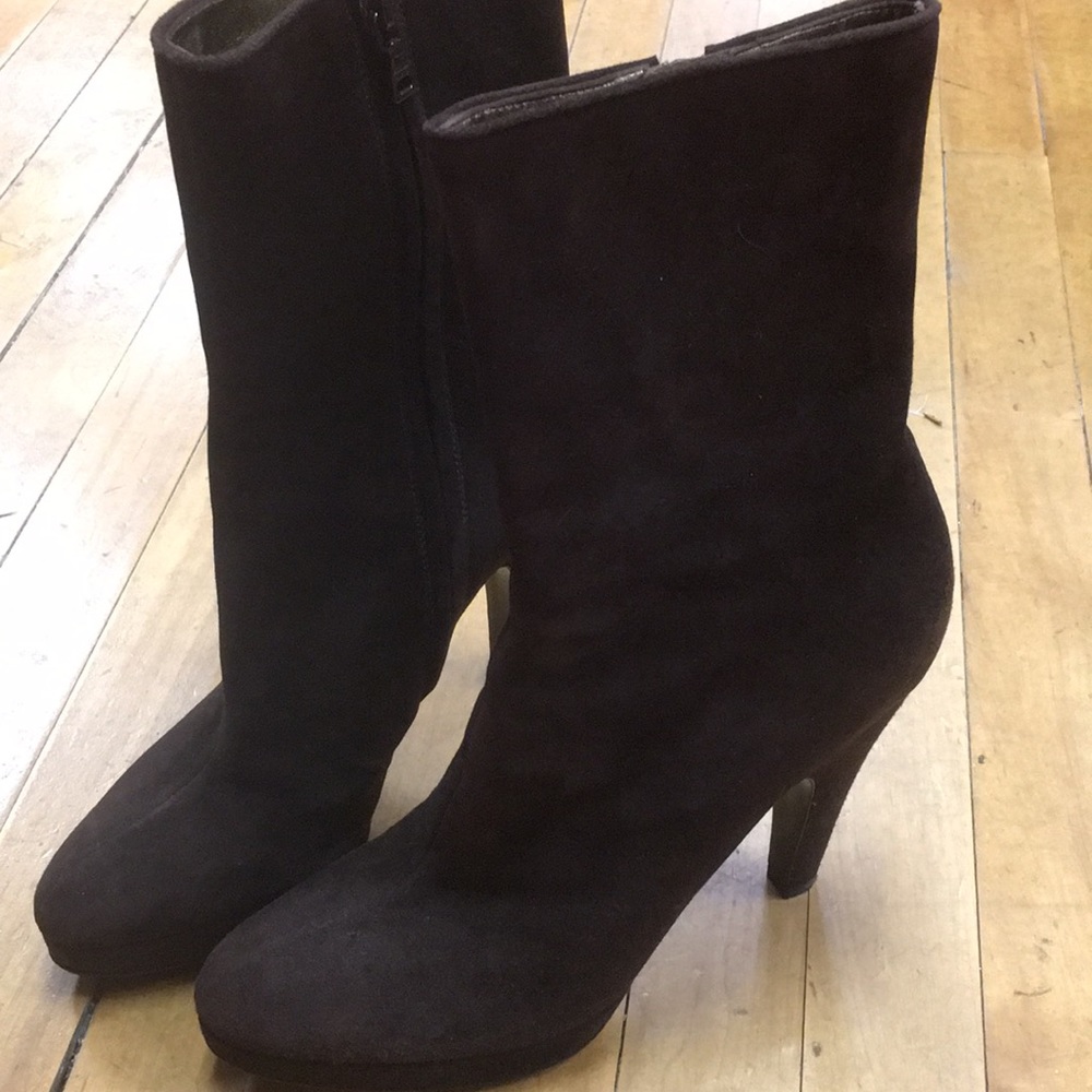39.5 chocolate Brown Suede Mid Calf Boot Prada - Picture 2 of 8